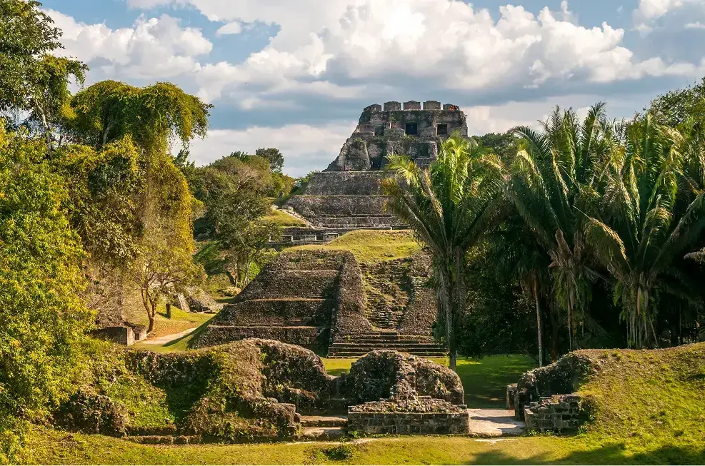 The towering El Castillo pyramid at Xunantunich in Belize